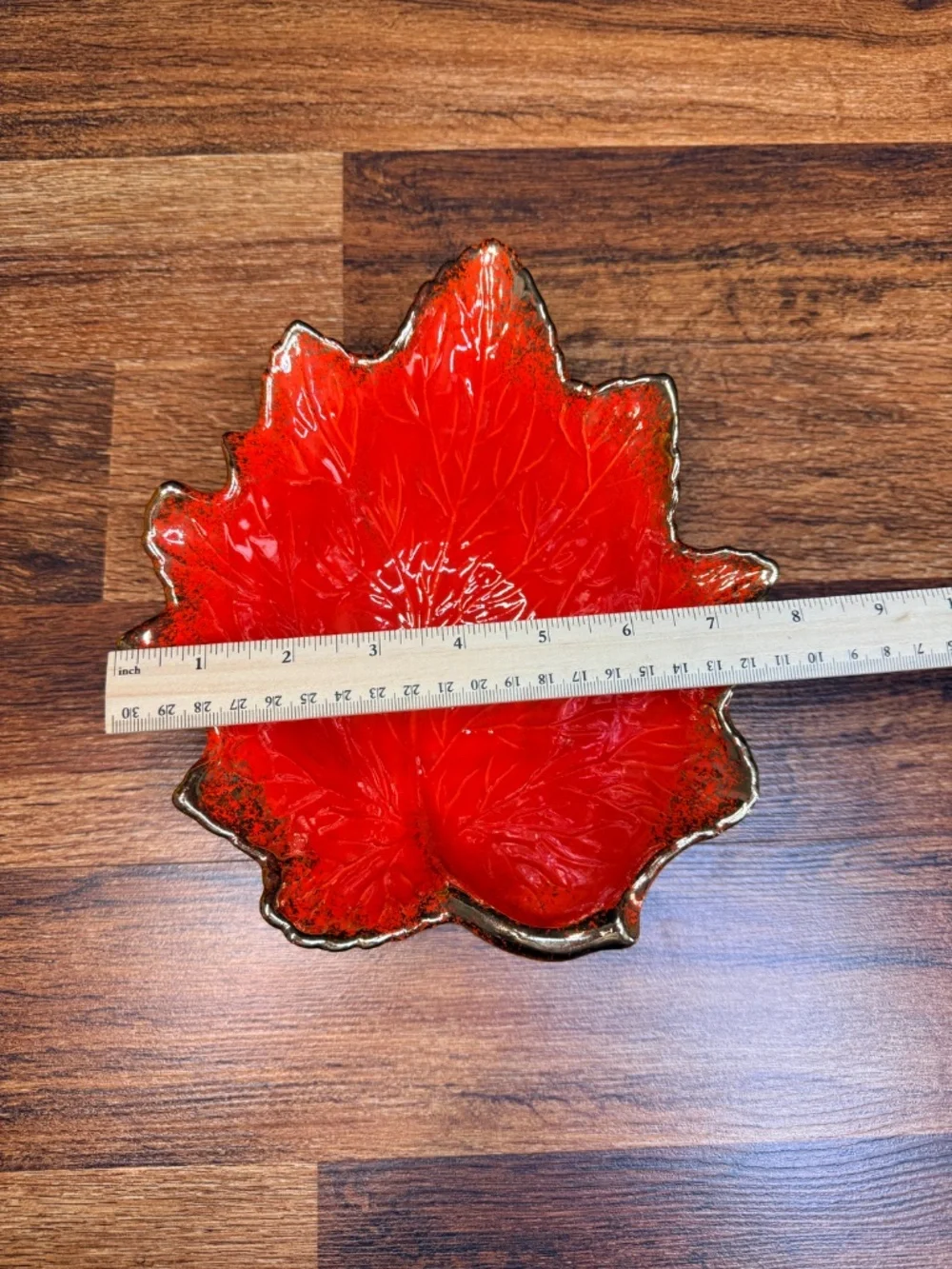 Leaf Shaped Orange with Gold Trim Bowl